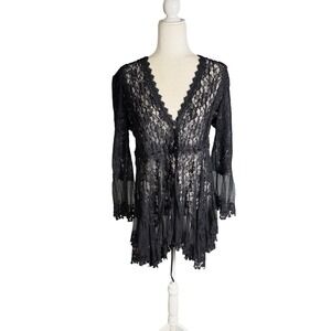 Adore Black Lace Sheer Babydoll Dress/Top – M